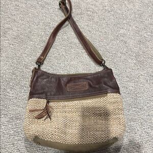 Brown and Tan Shoulder Bag with Woven Design